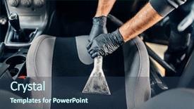  Presentation with car cleaning - Amazing presentation theme having dry cleaning of car interior backdrop and a ocean colored foreground