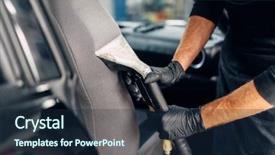  Presentation with dry cleaning - Beautiful PPT theme featuring dry cleaning of car seats backdrop and a wine colored foreground