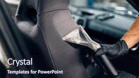  Presentation with dry cleaning - Colorful slide deck enhanced with dry cleaning of car seats backdrop and a  colored foreground