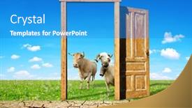  Presentation with climate change - Slide set with dry-country-with-cracked-soil background and a teal colored foreground