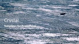  Presentation with climate change - PPT theme featuring dry-cracked-land-drought background and a seafoam green colored foreground