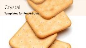  Presentation with cracker - Presentation theme featuring dry cracker cookies isolated on white background cutout background and a yellow colored foreground