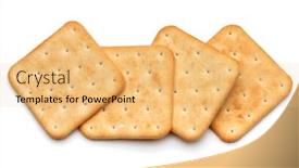  Presentation with cracker - Colorful presentation theme enhanced with dry cracker cookies isolated on white background cutout backdrop and a yellow colored foreground