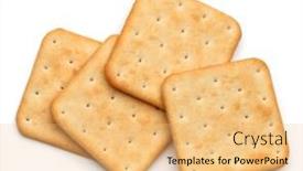  Presentation with cracker - Cool new presentation theme with dry cracker cookies isolated on white background cutout backdrop and a yellow colored foreground