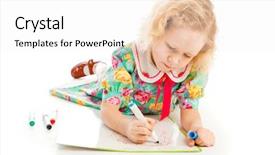  Presentation with dry erase board - Beautiful presentation theme featuring dry erase board - cute blond preschool girl lying backdrop and a white colored foreground