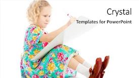  Presentation with preschool graduation - Presentation theme consisting of dry erase board - lovely blond preschool girl drawing background and a white colored foreground