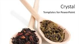  Presentation with black tea - Audience pleasing PPT layouts consisting of dry green and black tea backdrop and a white colored foreground