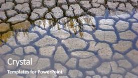  Presentation with cracked ice - Theme with dry ground - clayed cracked bed background and a gray colored foreground