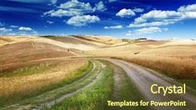  Presentation with tuscany - Colorful presentation enhanced with dry ground - road between the fields backdrop and a tawny brown colored foreground