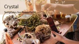  Presentation with organic chemistry - Audience pleasing slide set consisting of dry healthy herbs in background backdrop and a coral colored foreground