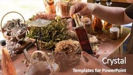  Presentation with organic chemistry - Presentation theme featuring dry healthy herbs in background background and a tawny brown colored foreground