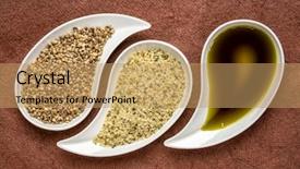  Presentation with hemp oil - Cool new PPT layouts with dry hemp seeds hearts backdrop and a coral colored foreground