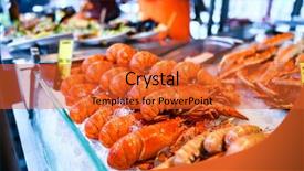  Presentation with seafood - Theme featuring shelves of the fish background and a red colored foreground
