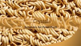  Presentation with instant noodles - Audience pleasing presentation consisting of dry instant noodles on a plate closeup image backdrop and a gold colored foreground