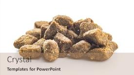  Presentation with pet food - Cool new presentation design with dry kibble pet food kibble for dog or cat isolated on white background backdrop and a coral colored foreground