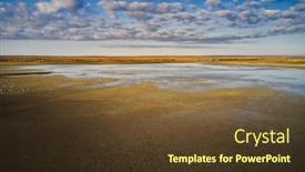  Presentation with natural disaster - Slide deck with dry-lake-or-swamp background and a tawny brown colored foreground