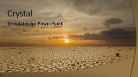  Presentation with earth land - Presentation theme consisting of dry land and the sunset background and a coral colored foreground