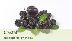  Presentation with fresh ginger root on white - Cool new PPT theme with dry leaves - fresh and dried plums backdrop and a soft green colored foreground