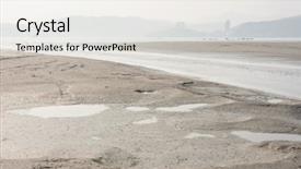  Presentation with water sun - Colorful presentation enhanced with dry mud landscape with water backdrop and a white colored foreground