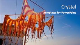  Presentation with sea simulator - Slide deck having dry octopus dried at mediterranean background and a ocean colored foreground