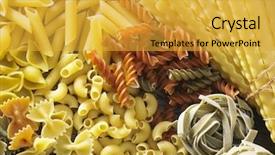 Presentation with pasta - Presentation theme having dry-pasta-on-the-wooden background and a gold colored foreground
