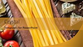  Presentation with dry - Slides enhanced with dry-pasta-with-tomatoes-olives background and a gold colored foreground