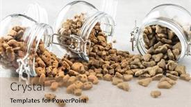 Presentation with pet food - Presentation design having dry-pet-food-kibble-dog background and a coral colored foreground