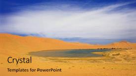  Presentation with oasis - PPT layouts having dry plant in desert lake background and a gold colored foreground