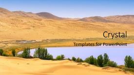  Presentation with dry - Beautiful presentation theme featuring dry plant in desert lake backdrop and a yellow colored foreground