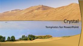 Presentation with dry - Beautiful PPT theme featuring dry plant in desert lake backdrop and a coral colored foreground