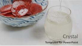  Presentation with soft drink - Audience pleasing slide deck consisting of dry-pork-meat-on-bowl backdrop and a light gray colored foreground