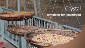  Presentation with dry fish - Presentation design consisting of dry seafood tai o fish market hong kong background and a dark gray colored foreground