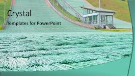  Presentation with ski - Colorful slide deck enhanced with dry ski slope or artificial backdrop and a mint green colored foreground