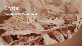  Presentation with snack - Slides having dry squid snack background and a coral colored foreground