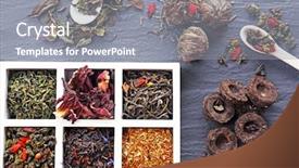  Presentation with tea variety - Audience pleasing PPT layouts consisting of variety of dry tea backdrop and a gray colored foreground