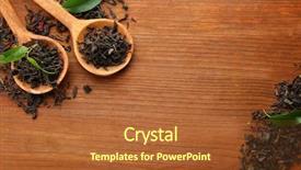  Presentation with tea leaves fresh green leaf - Slide set featuring dry tea with green leaves background and a red colored foreground