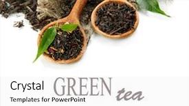  Presentation with tea leaves - Amazing presentation theme having dry tea with green leaves backdrop and a white colored foreground