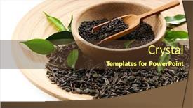  Presentation with tea leaves - Cool new theme with dry-tea-with-green-leaves backdrop and a tawny brown colored foreground
