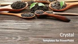  Presentation with tea leaves - PPT theme having dry tea with green leaves background and a  colored foreground