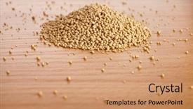  Presentation with yeast - Presentation consisting of dry yeast heap in wooden background and a coral colored foreground