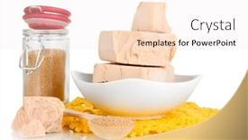  Presentation with yeast - Beautiful PPT theme featuring dry yeast isolated on white backdrop and a sky blue colored foreground