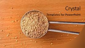  Presentation with yeast - PPT theme enhanced with dry yeast on table surface background and a gold colored foreground