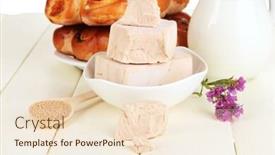  Presentation with yeast - Presentation design consisting of dry yeast with pastry on wooden table close-up background and a lemonade colored foreground