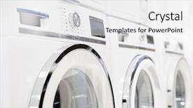  Presentation with machines - Slides featuring dryer and other domestic appliance background and a white colored foreground