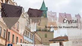  Presentation with old clothes - Colorful presentation design enhanced with drying clothes as the decoration backdrop and a  colored foreground