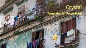  Presentation with old clothes - Audience pleasing presentation theme consisting of drying-clothes-on-the-balconies backdrop and a tawny brown colored foreground