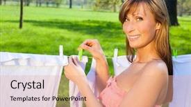  Presentation with clothes - PPT layouts consisting of drying clothes outdoors background and a coral colored foreground