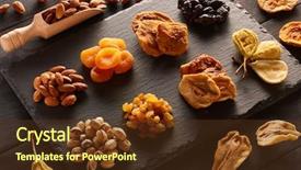  Presentation with nuts and dried fruits - Theme having drying timber - dried fruits and nuts background and a tawny brown colored foreground
