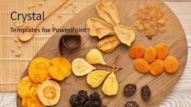  Presentation with rustic - Presentation featuring drying timber - dried fruits on vintage rustic background and a yellow colored foreground