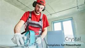  Presentation with milling machine - Slides enhanced with drywall-construction-at-home-contractor background and a light blue colored foreground